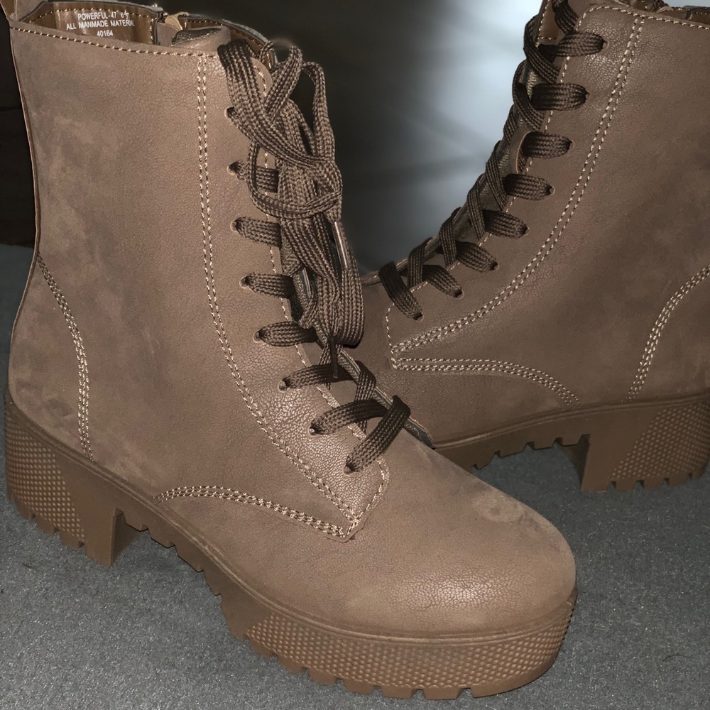 Suede Combat Boots